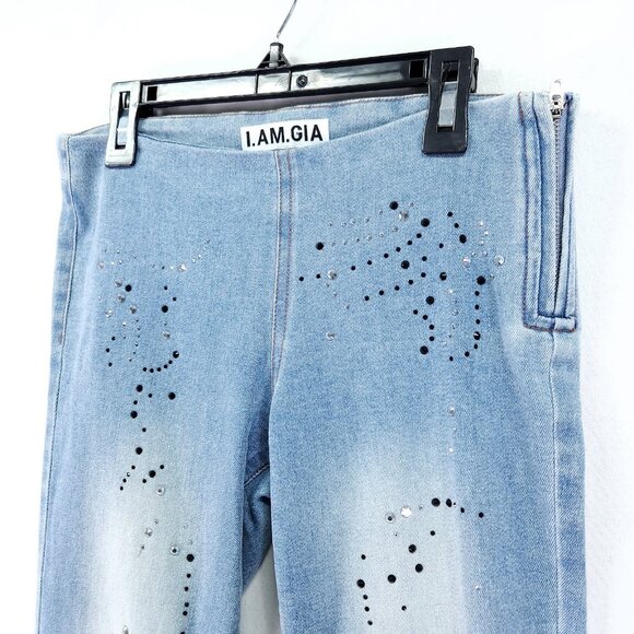 I.AM.GIA Low Rise Flared Jeans XS Rhinestone Detail Y2K Inspired - Picture 9 of 13
